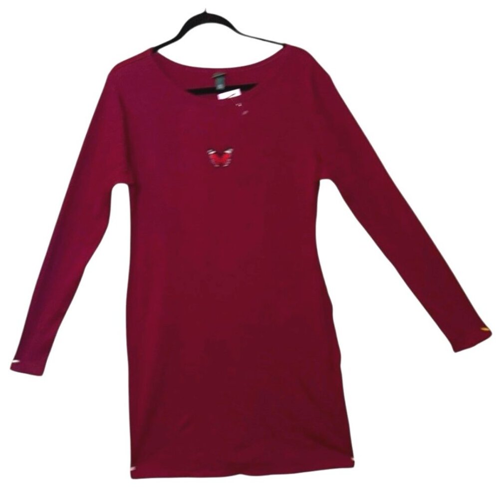 Wild Fable Long Sleeve Ribbed Midi Dress With Butterfly Opulent Red Size XXL NWT